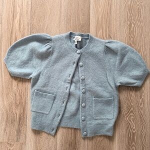 & Other Stories Buttoned Puff Sleeve Alpaca Wool Blend Sweater